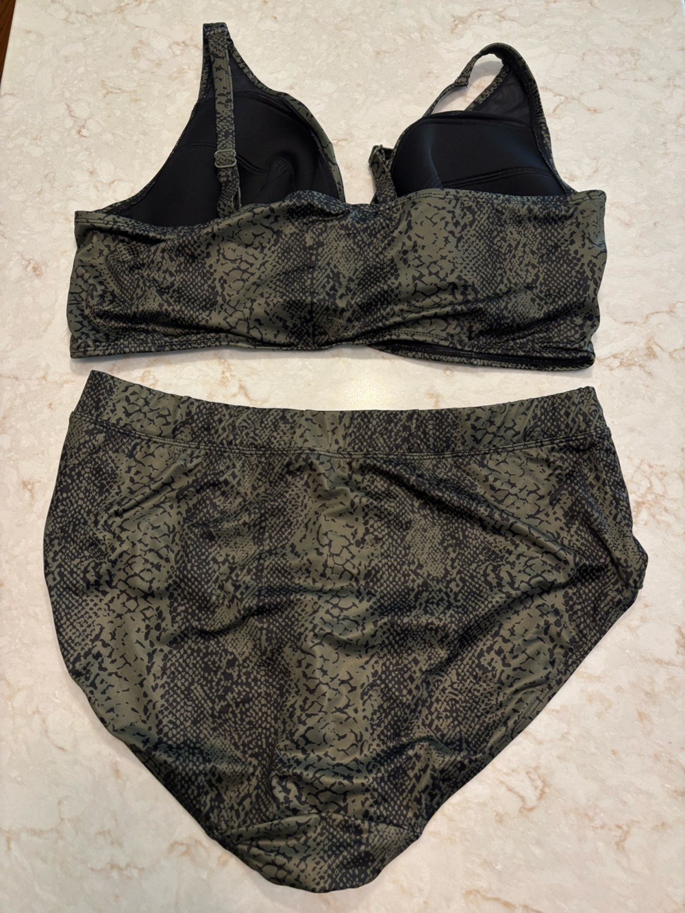 Lane Bryant Cacique Olive Snakeskin Bikini - Top 40F/Bottom 18 - Picture 9 of 12